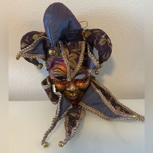 Mardi Gras Venetian Jester Joker Crafted Masquerade Carnivale Mask Decoration